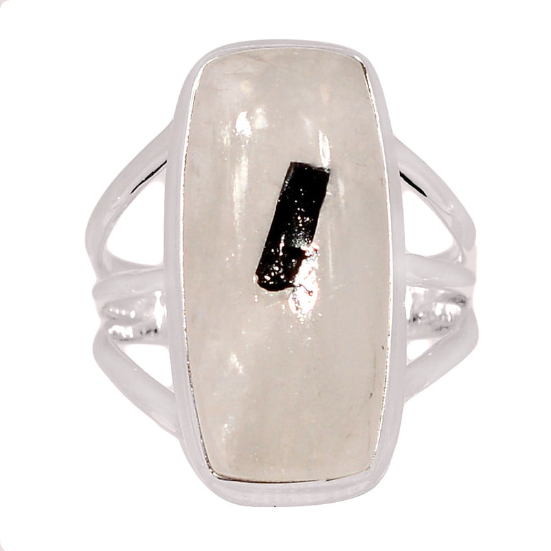 Black Tourmaline In Quartz Cabochon Ring - BTQR34