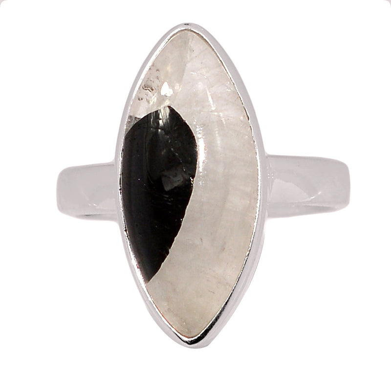 Black Tourmaline In Quartz Cabochon Ring - BTQR35