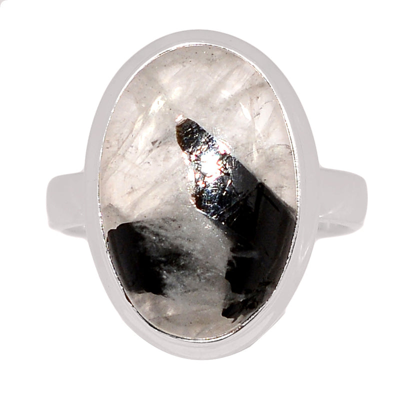 Black Tourmaline In Quartz Cabochon Ring - BTQR37