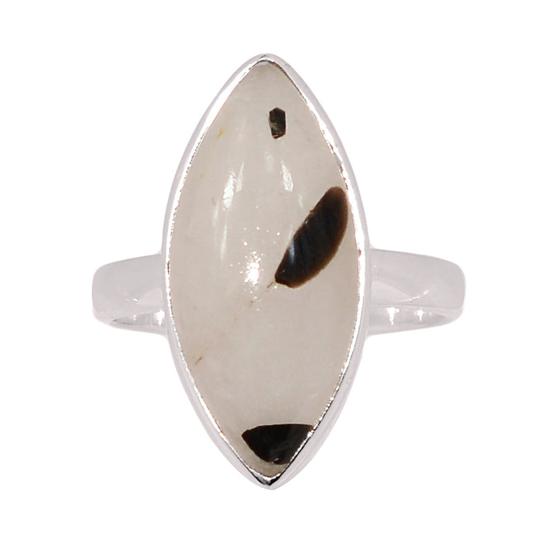 Black Tourmaline In Quartz Cabochon Ring - BTQR38