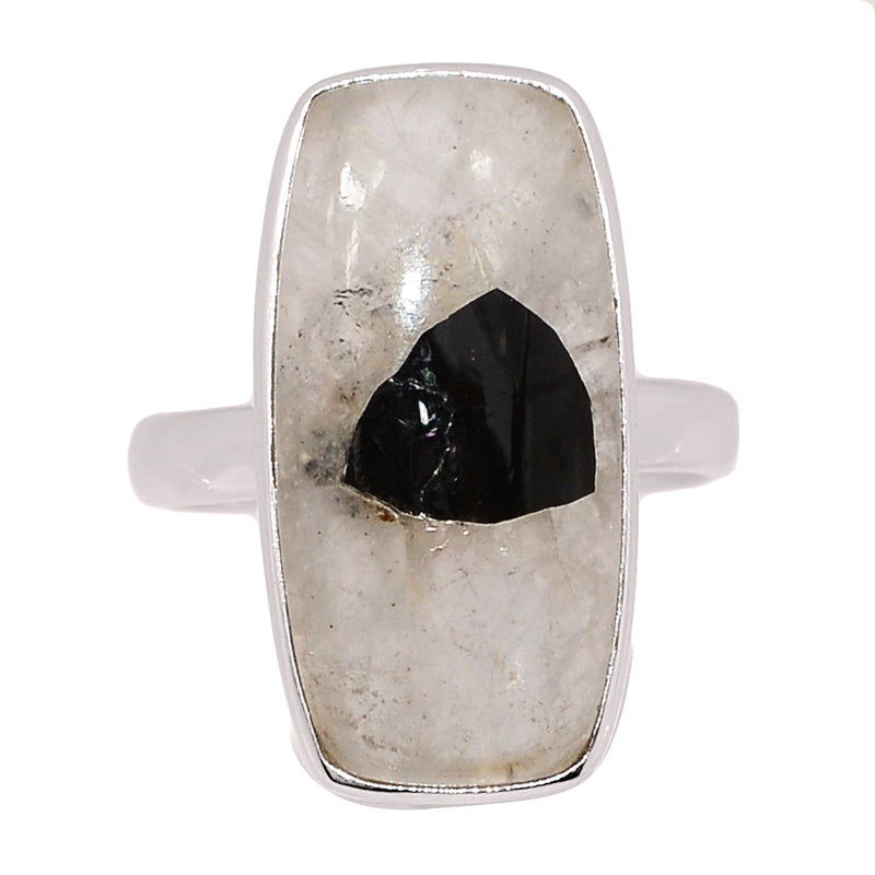 Black Tourmaline In Quartz Cabochon Ring - BTQR42