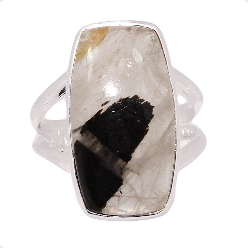 Black Tourmaline In Quartz Cabochon Ring - BTQR43
