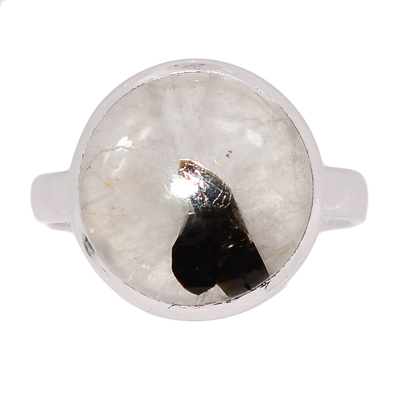 Black Tourmaline In Quartz Cabochon Ring - BTQR49