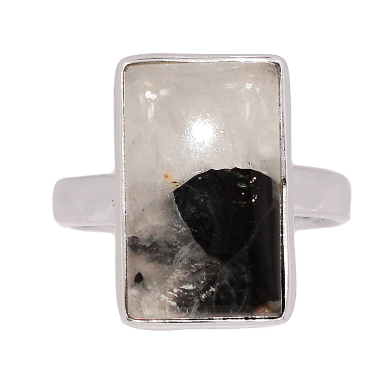 Black Tourmaline In Quartz Cabochon Ring - BTQR52