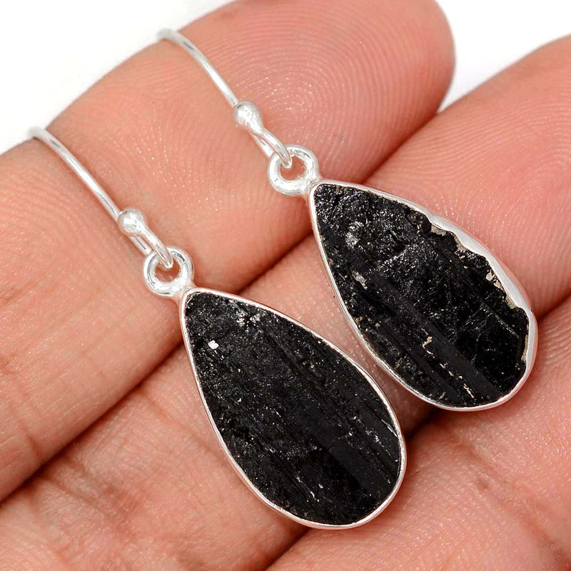 1.5" Black Tourmaline Rough Earrings - BTRE497
