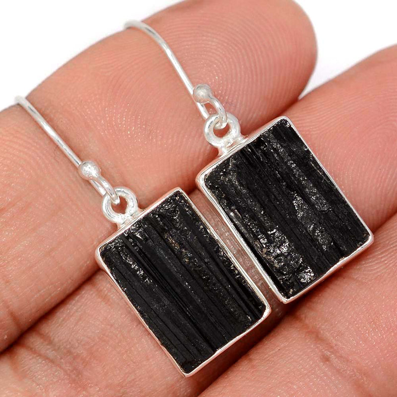 1.3" Black Tourmaline Rough Earrings - BTRE505