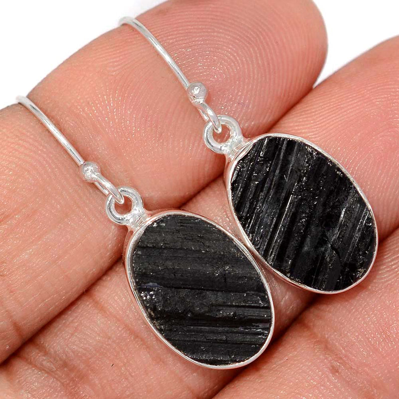 1.3" Black Tourmaline Rough Earrings - BTRE506
