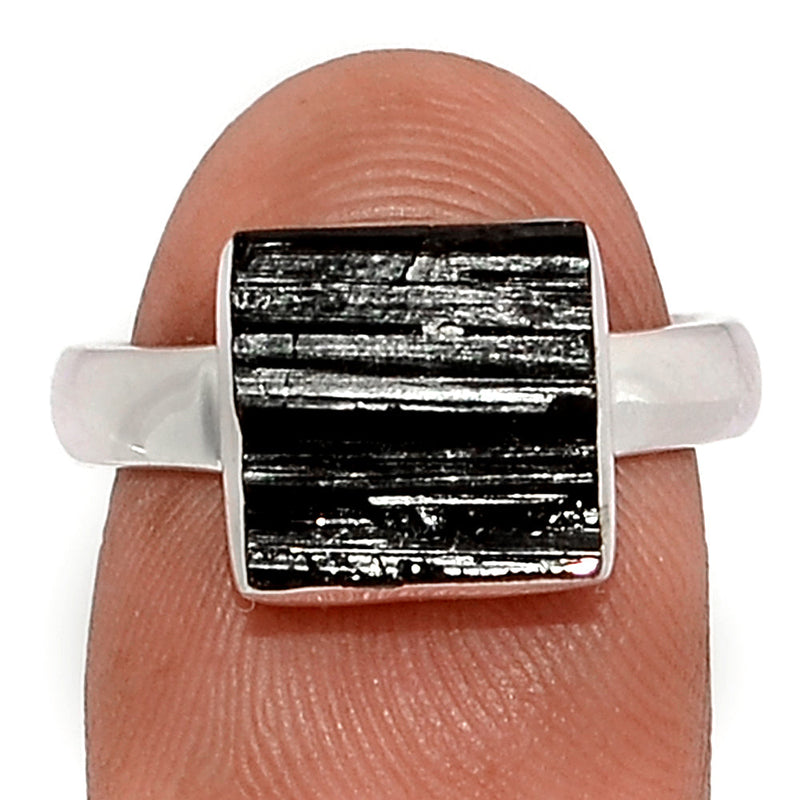 Black Tourmaline Rough Ring - BTRR1494
