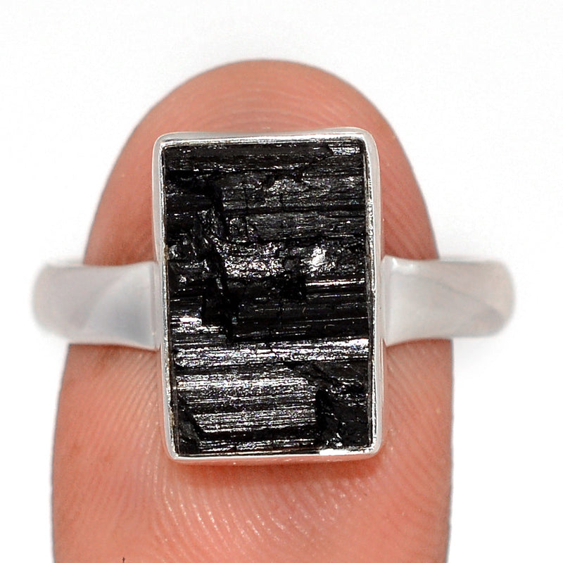 Black Tourmaline Rough Ring - BTRR1535
