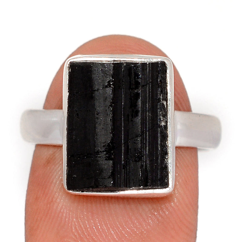 Black Tourmaline Rough Ring - BTRR1538