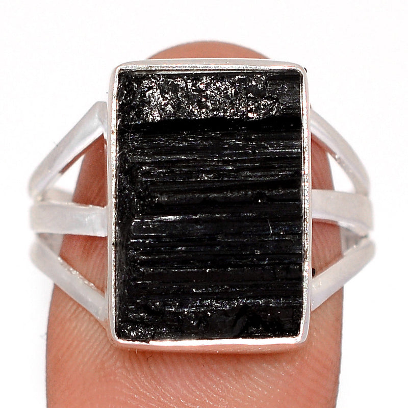 Black Tourmaline Rough Ring - BTRR1543