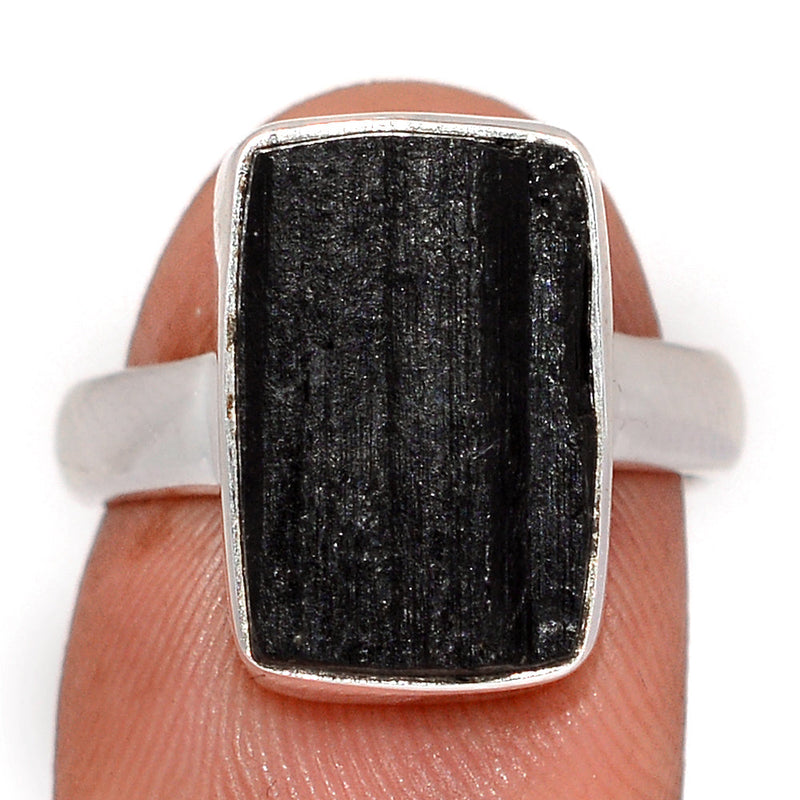Black Tourmaline Rough Ring - BTRR1555