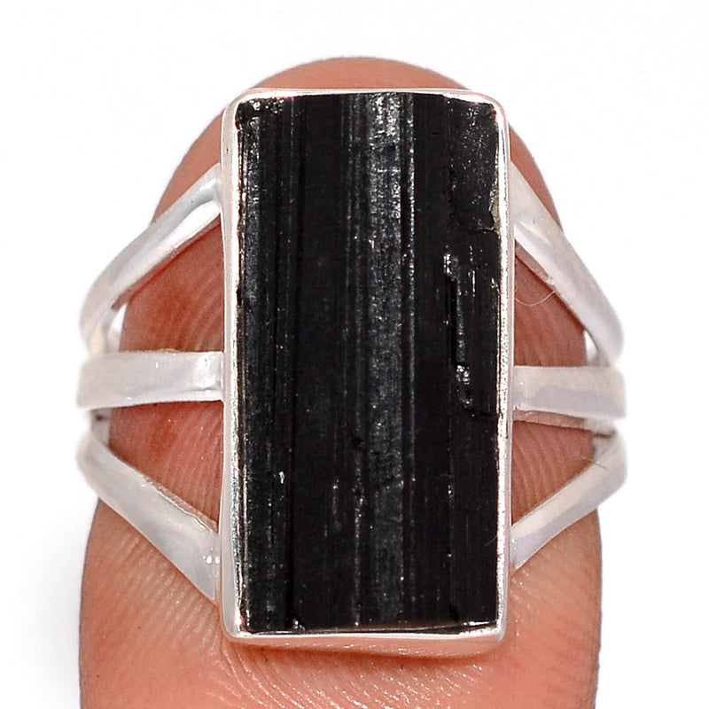 Black Tourmaline Rough Ring - BTRR1561