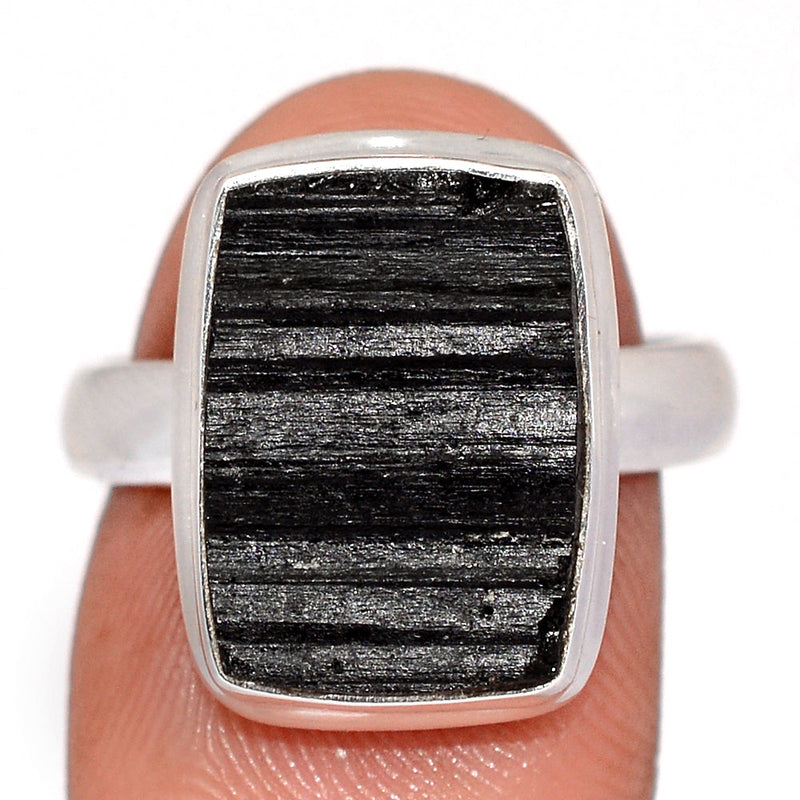 Black Tourmaline Rough Ring - BTRR1567