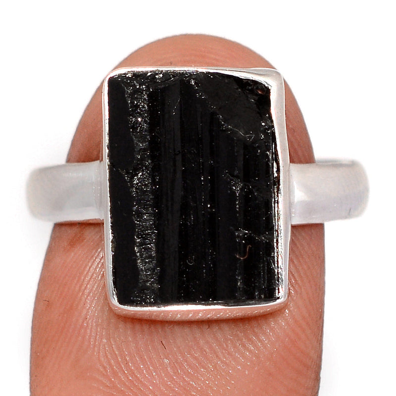Black Tourmaline Rough Ring - BTRR1573