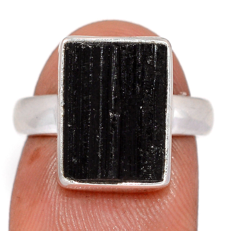 Black Tourmaline Rough Ring - BTRR1574