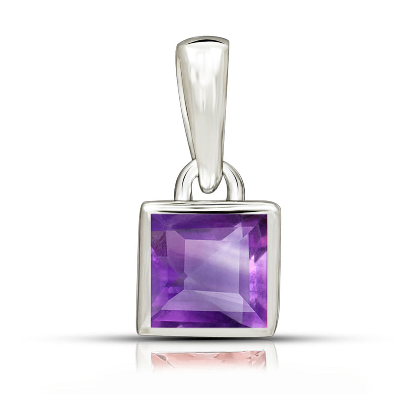 5*5 MM Square - Amethyst Faceted Pendants - CB-P707A Catalogue