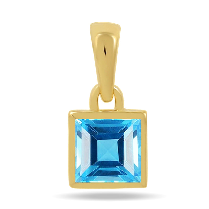 5*5 MM Square - 18k Gold Vermeil - Blue Topaz Pendants - CB-P707G-BT Catalogue