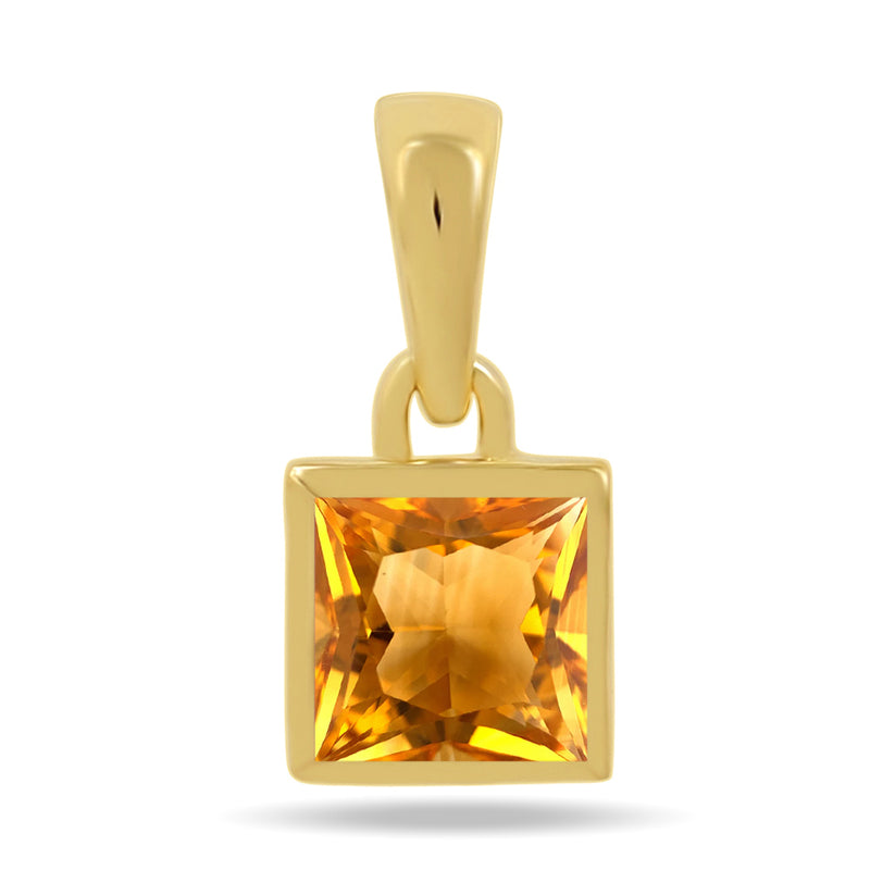 5*5 MM Square - 18k Gold Vermeil - Citrine Pendants - CB-P707G-C Catalogue