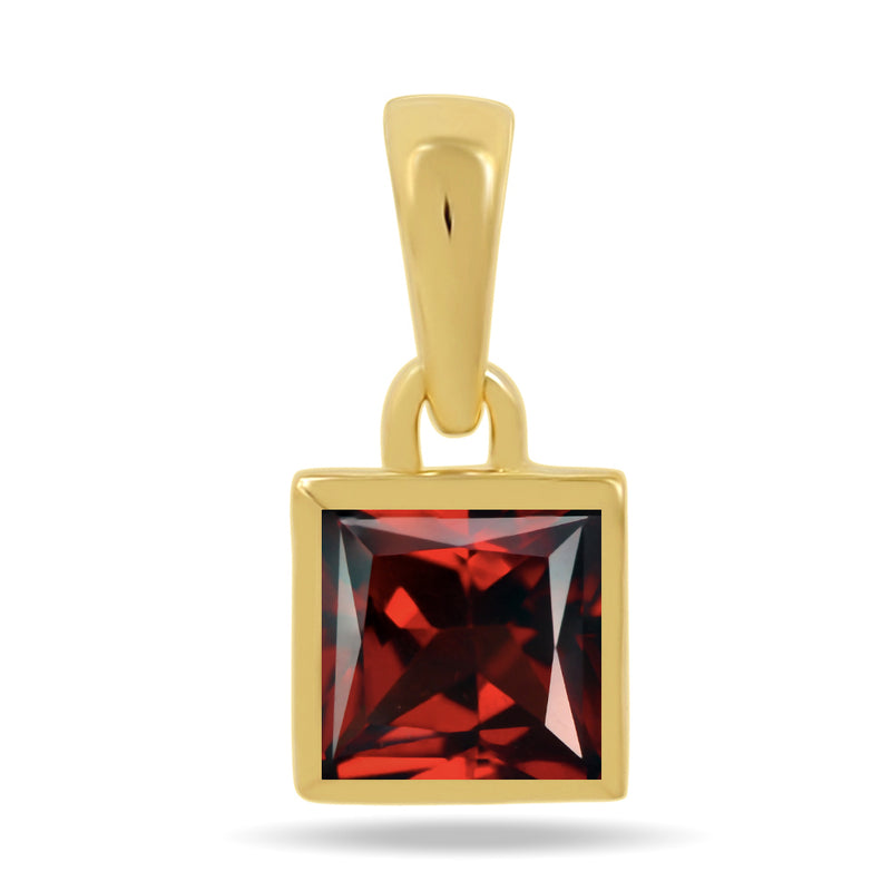 5*5 MM Square - 18k Gold Vermeil - Garnet Faceted Pendants - CB-P707G-G Catalogue