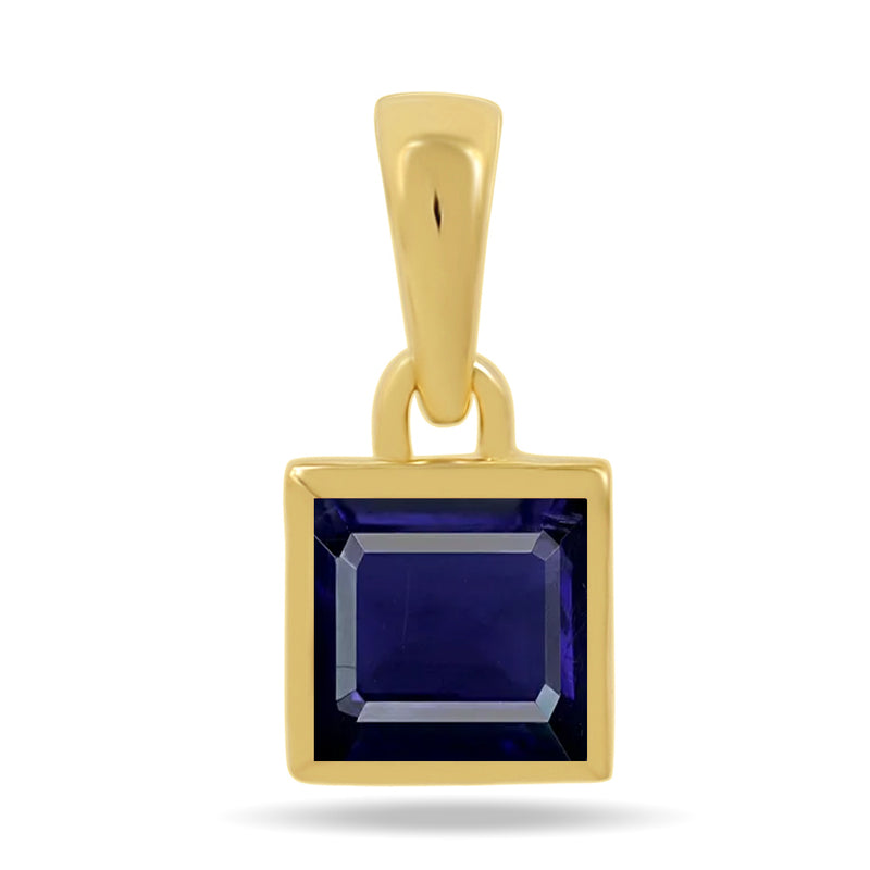 5*5 MM Square - 18k Gold Vermeil - Iolite Pendants - CB-P707G-I Catalogue