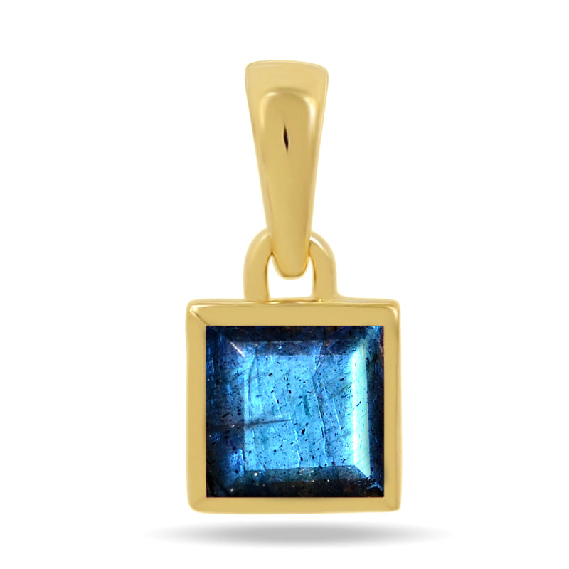 5*5 MM Square - 18k Gold Vermeil - Labradorite Faceted Pendants - CB-P707G-LBF Catalogue