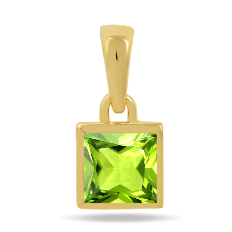 5*5 MM Square - 18k Gold Vermeil - Peridot Pendants - CB-P707G-P Catalogue