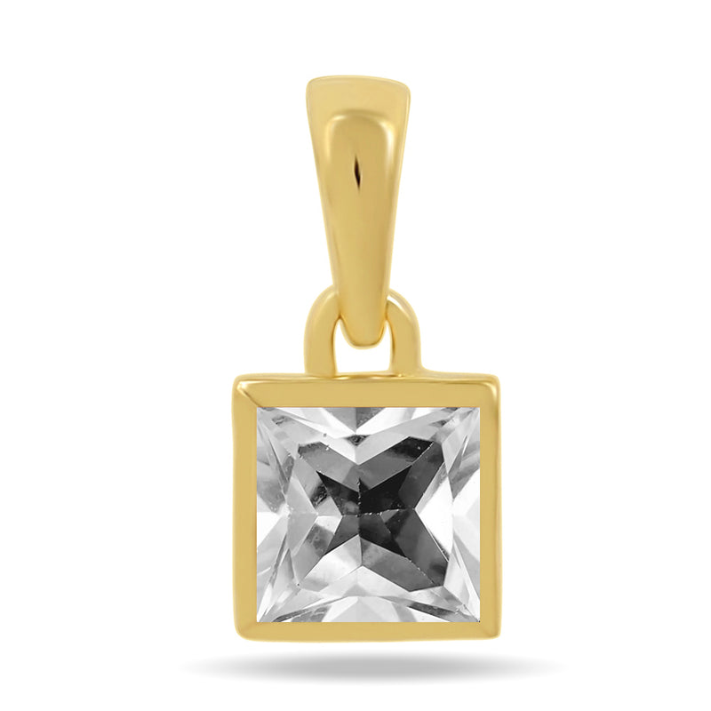 5*5 MM Square - 18k Gold Vermeil - White Topaz Pendants - CB-P707G-WT Catalogue