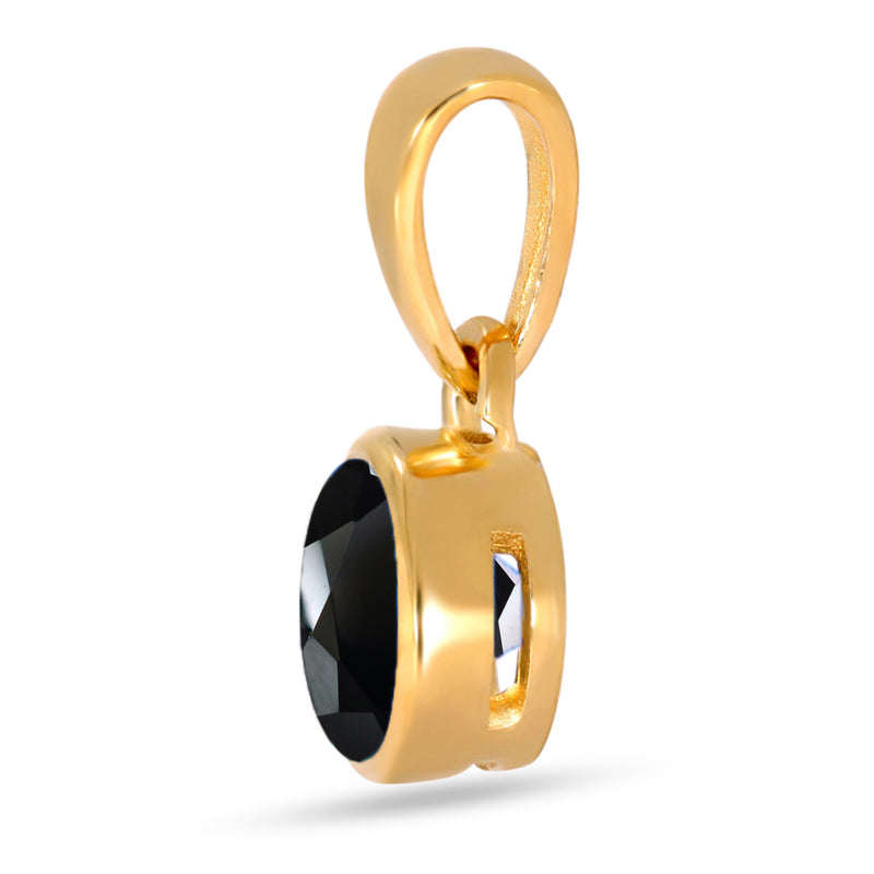5*5 MM Round - 18k Gold Vermeil - Black Spinel Faceted Pendants - CB-P708G-BS Catalogue