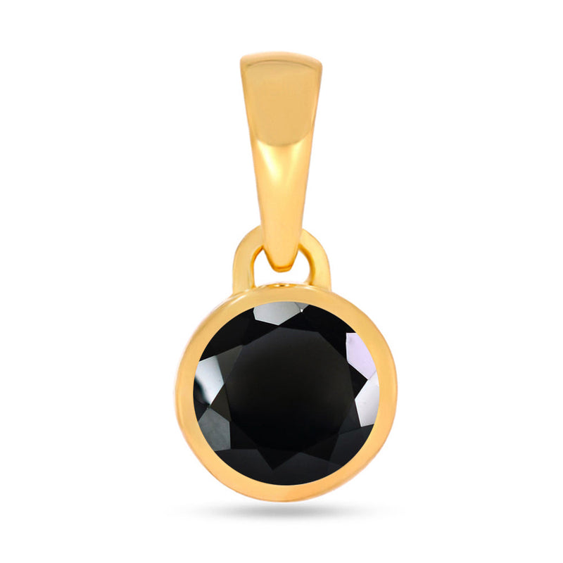 5*5 MM Round - 18k Gold Vermeil - Black Spinel Faceted Pendants - CB-P708G-BS Catalogue