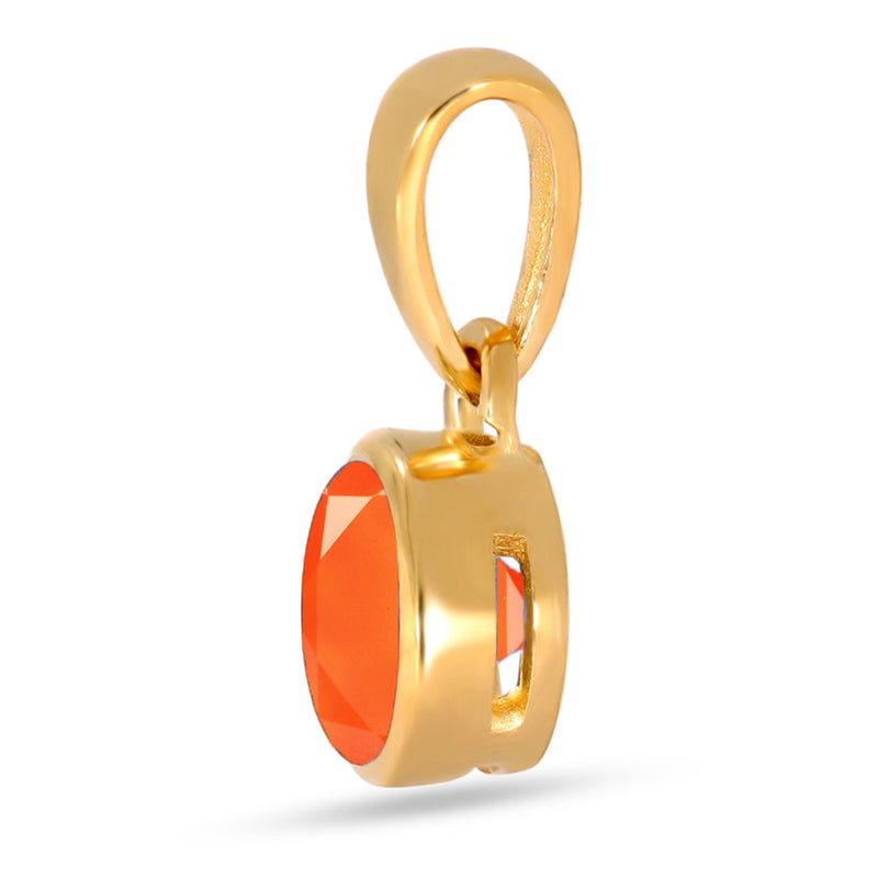 5*5 MM Round - 18k Gold Vermeil - Carnelian Faceted Pendants - CB-P708G-CRF Catalogue