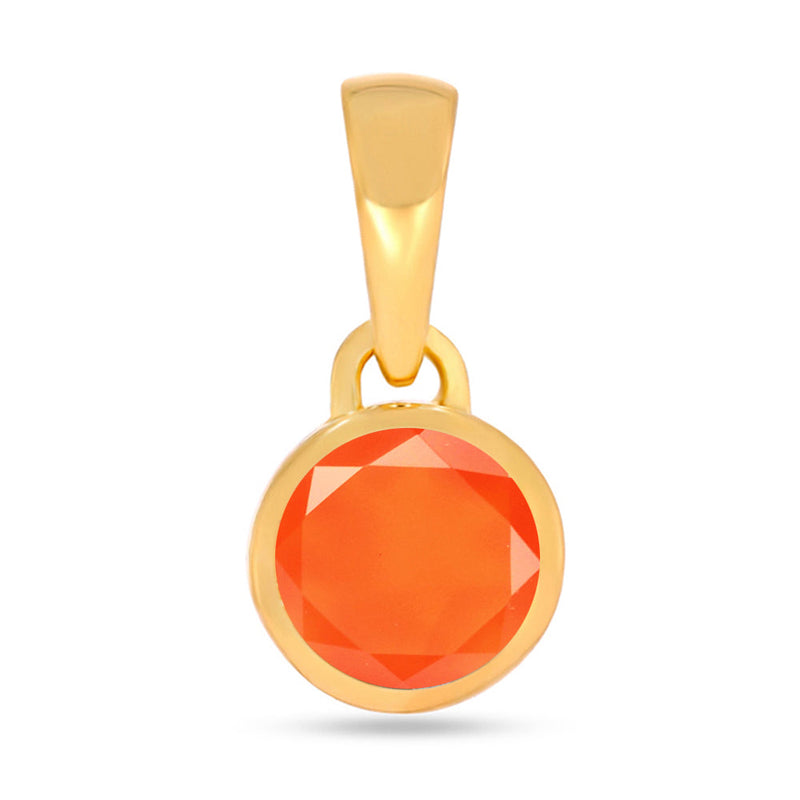 5*5 MM Round - 18k Gold Vermeil - Carnelian Faceted Pendants - CB-P708G-CRF Catalogue