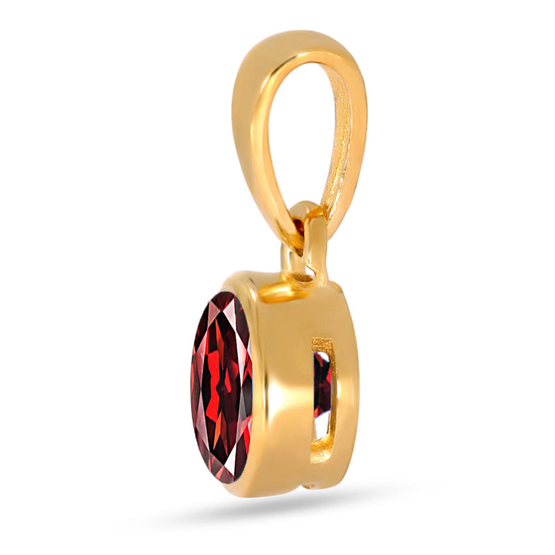 5*5 MM Round - 18k Gold Vermeil - Garnet Faceted Pendants - CB-P708G-G Catalogue
