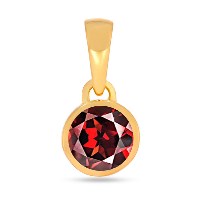 5*5 MM Round - 18k Gold Vermeil - Garnet Faceted Pendants - CB-P708G-G Catalogue