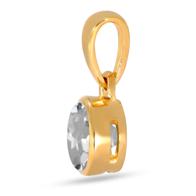 5*5 MM Round - 18k Gold Vermeil - White Topaz Pendants - CB-P708G-WT Catalogue