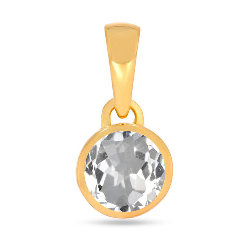 5*5 MM Round - 18k Gold Vermeil - White Topaz Pendants - CB-P708G-WT Catalogue