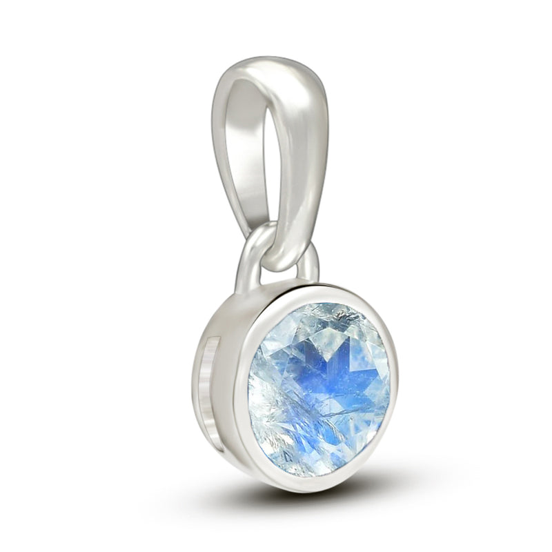 5*5 MM Round - Rainbow Moonstone Faceted Pendants - CB-P708RM Catalogue
