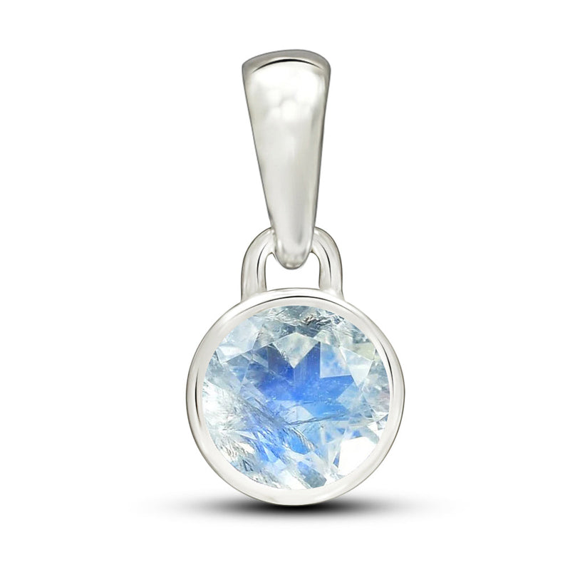 5*5 MM Round - Rainbow Moonstone Faceted Pendants - CB-P708RM Catalogue