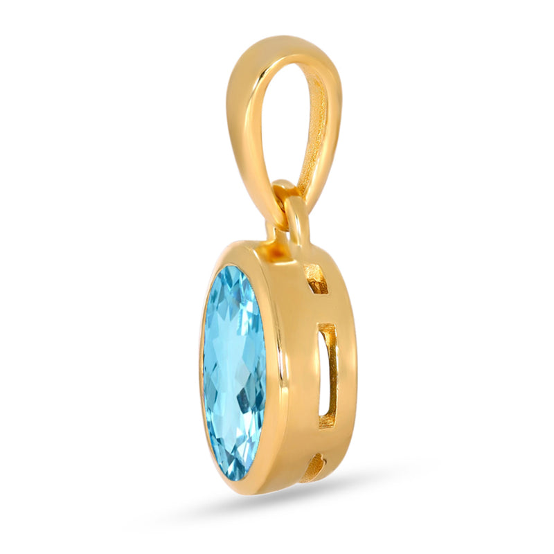 7*5 MM Oval - 18k Gold Vermeil - Blue Topaz Pendants - CB-P709G-BT Catalogue