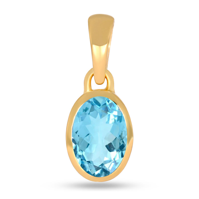 7*5 MM Oval - 18k Gold Vermeil - Blue Topaz Pendants - CB-P709G-BT Catalogue