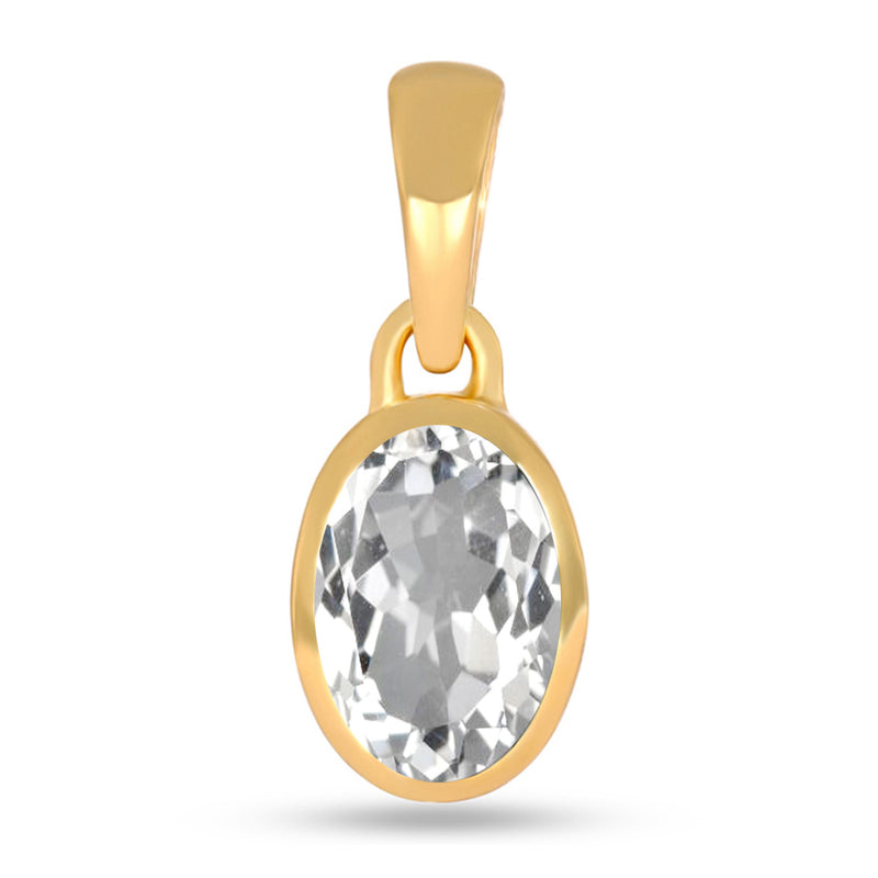 7*5 MM Oval - 18k Gold Vermeil - White Topaz Pendants - CB-P709G-WT Catalogue