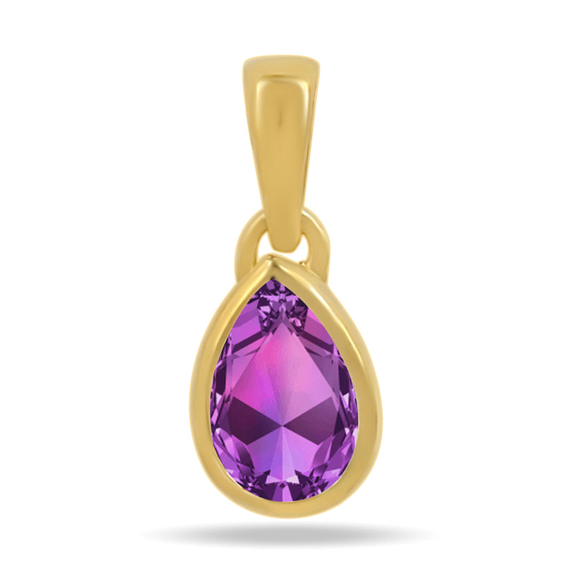 7*5 MM Pear - 18k Gold Vermeil - Amethyst Faceted Pendants - CB-P710G-A Catalogue