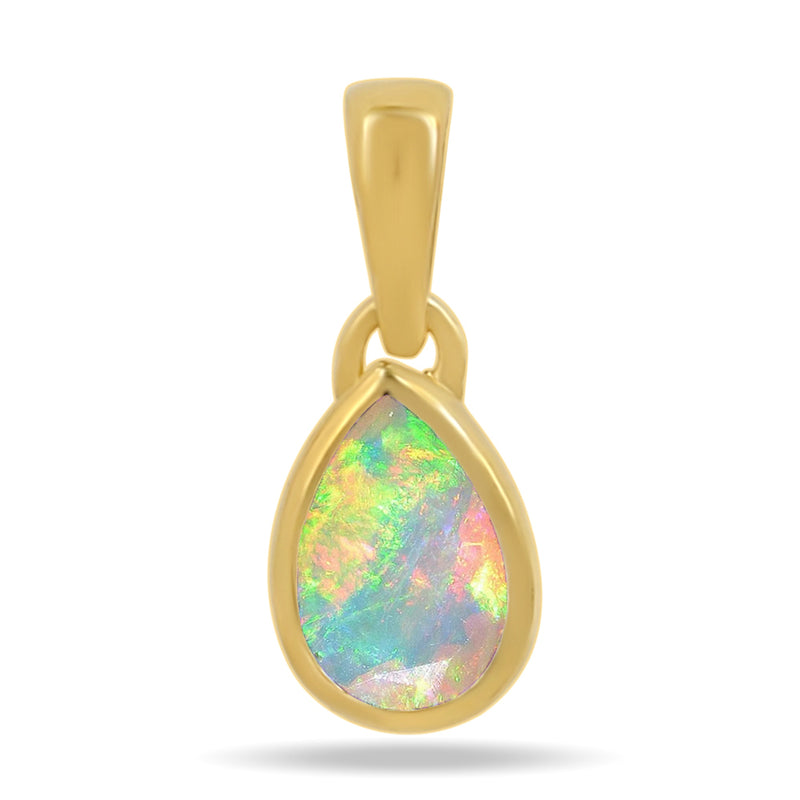 7*5 MM Pear - 18k Gold Vermeil - Ethiopian Opal Faceted Pendants - CB-P710G-EO Catalogue