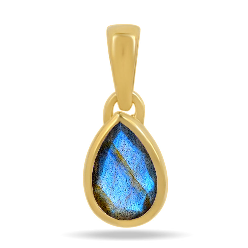 7*5 MM Pear - 18k Gold Vermeil - Labradorite Faceted Pendants - CB-P710G-LBF Catalogue