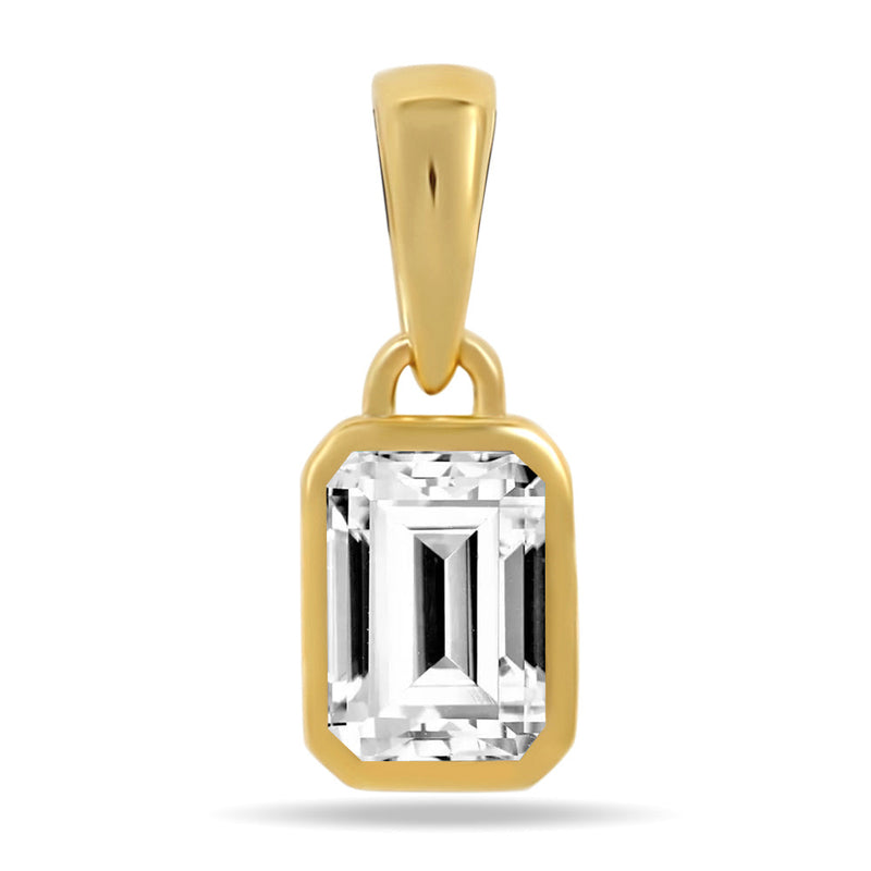 6*4 MM Octo - 18k Gold Vermeil - White Topaz Pendants - CB-P716G-WT Catalogue
