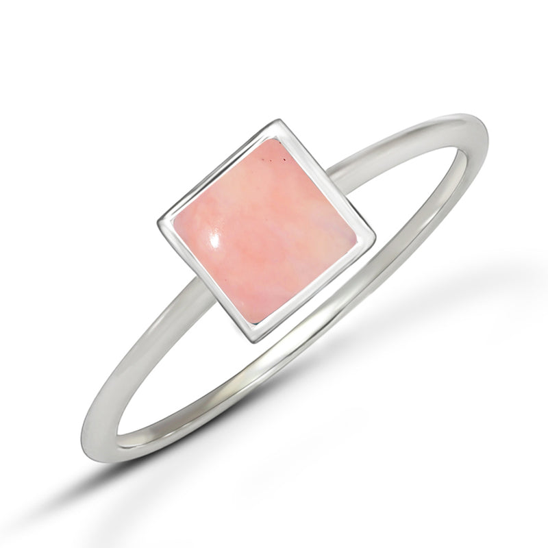 5*5 MM Square - Pink Opal Ring - CB-R811PO Catalogue