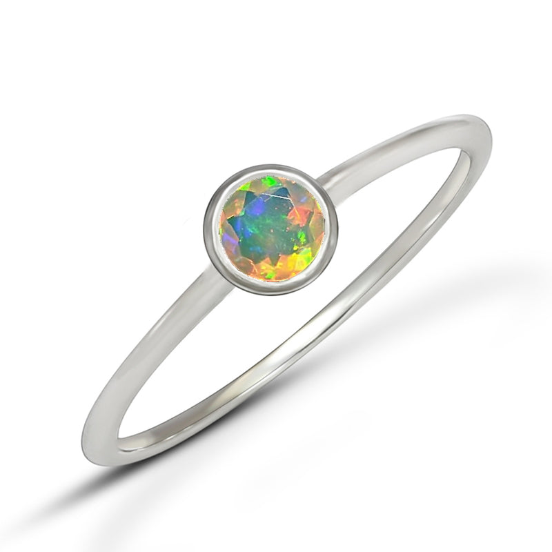 4*4 MM Round - Ethiopian Opal Faceted Ring - CB-R813EO Catalogue