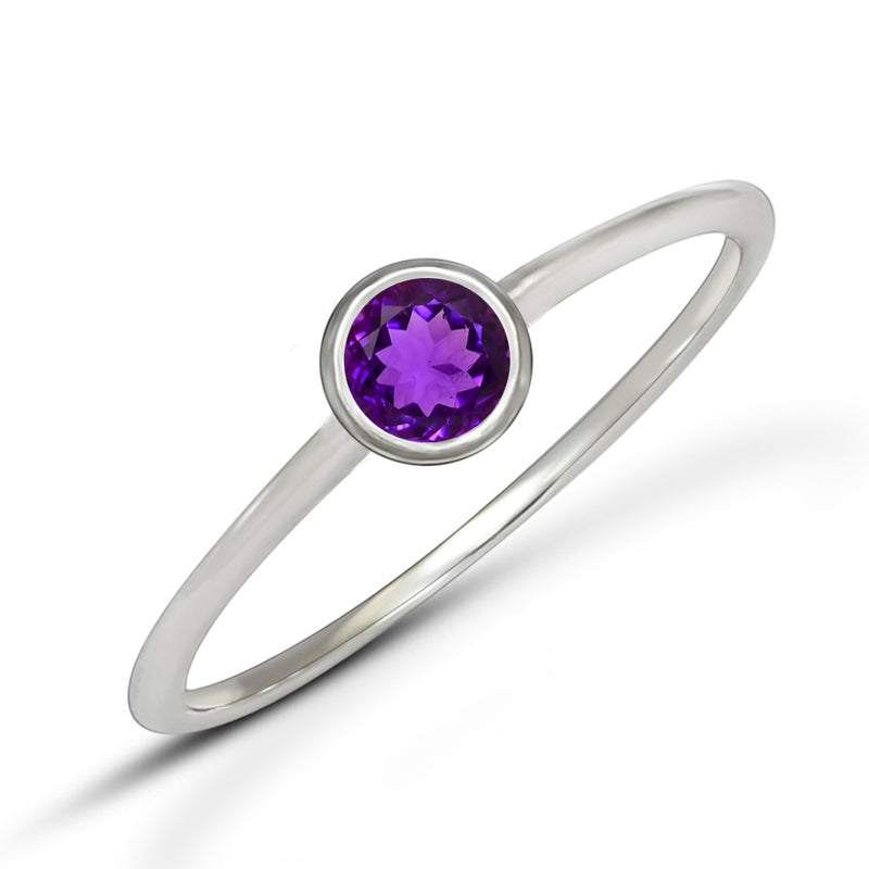 4*4 MM Round - Amethyst Faceted Ring - CB-R813A Catalogue