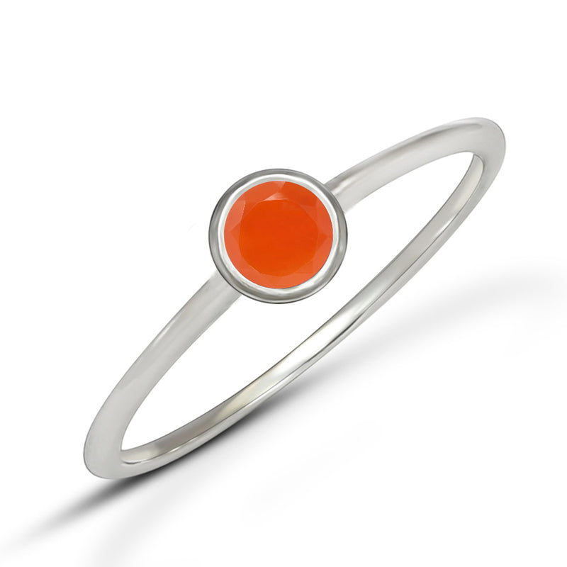 4*4 MM Round - Carnelian Faceted Ring - CB-R813CRF Catalogue