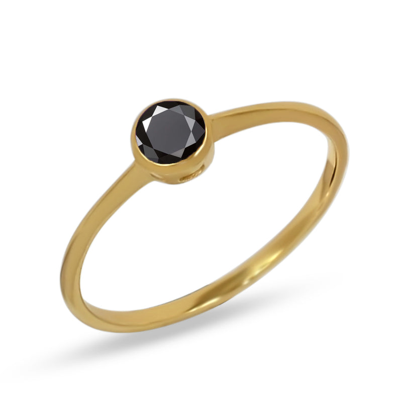 4*4 MM Round - 18k Gold Vermeil - Black Spinel Ring - CB-R813G-BS Catalogue